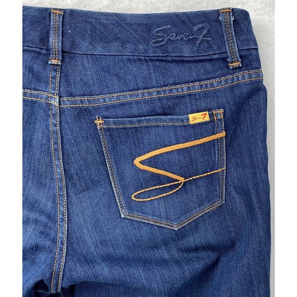 SEVEN 7 LUXE THALIA  Women's Size 16 Dark Wash Jeans Flare Thick Stitch Stretch - Picture 6 of 16